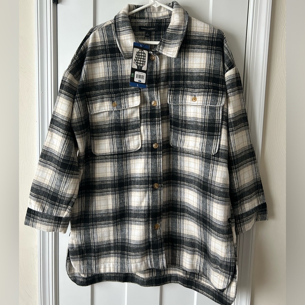 NWT - L SIZE BANANA REPUBLIC WARM FLEECE CHECKERS  SHIRT